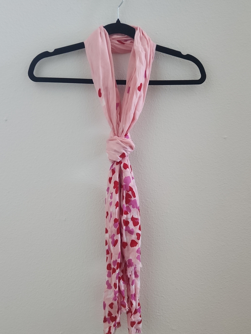 kate spade Viscose Oblong Pink Scarf with Red and Fuchsia Heart Print